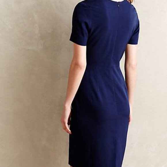 Anthropologie Midnight Garden Pencil Dress Blue Embroidered Pixelated Flower - Picture 2 of 3